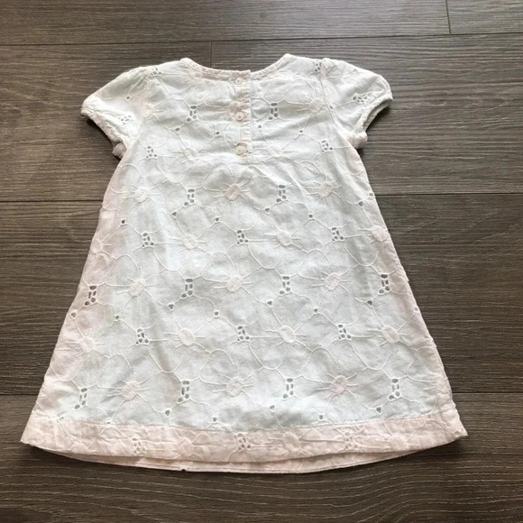 Janie And Jack White Floral With Blue Lining Short Sleeve Dress Size 12-18 Month - Picture 10 of 10